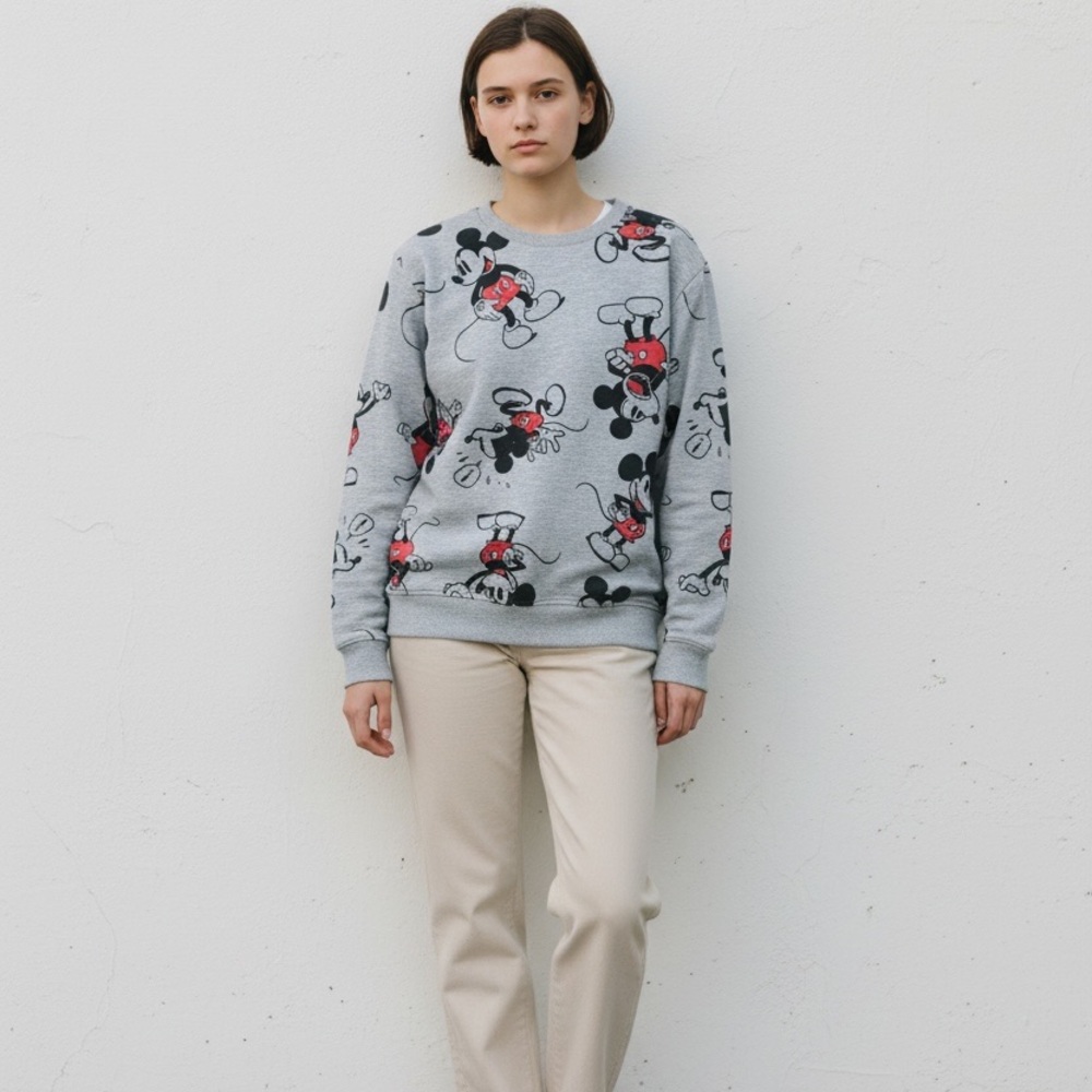 Disney Gray Sweatshirt with Red & Black Mickey Print